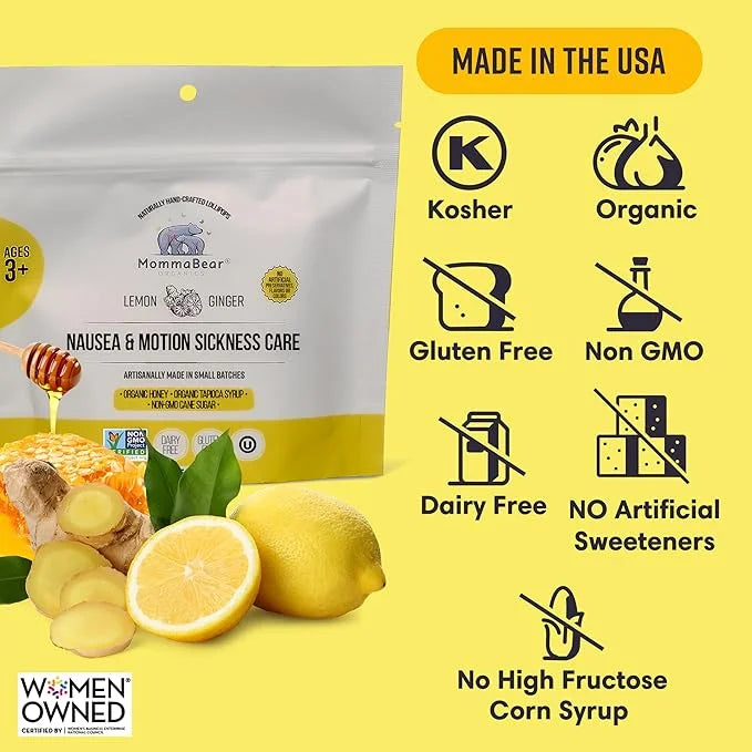 MommaBear All-Natural Motion Sickness and Travel Sickness Soothing Lollipops | Calming and Delicious Ginger Lollipops with...