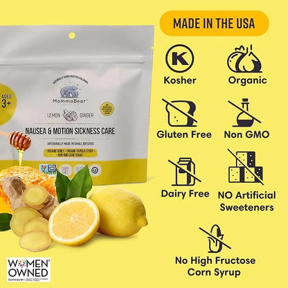MommaBear All-Natural Motion Sickness and Travel Sickness Soothing Lollipops | Calming and Delicious Ginger Lollipops with...