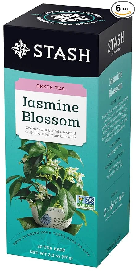 Stash Tea Jasmine Blossom Green Tea - Caffeinated, Non-GMO Project Verified Premium Tea with No Artificial Ingredients, 30...