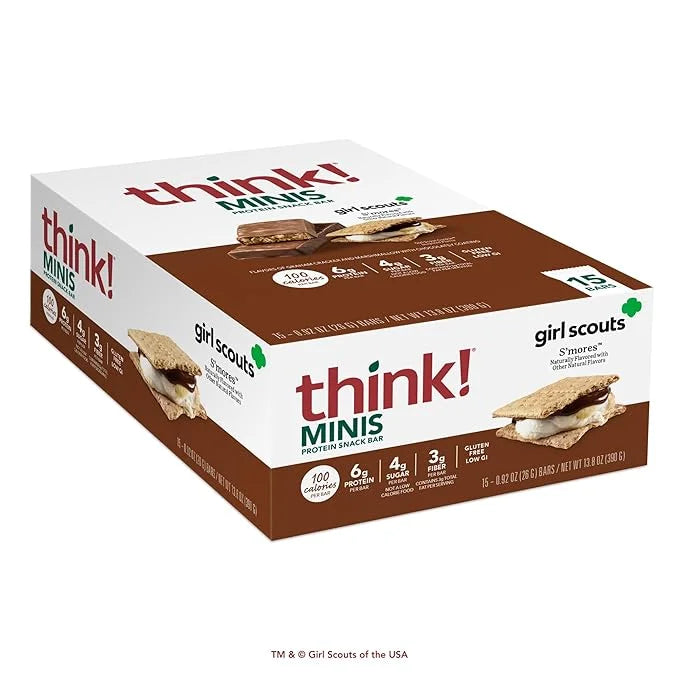 think! Minis Protein Snack Bar, Gluten Free, Girl Scouts S'mores, 15 Count - Product Image