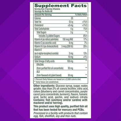 Vitafusion Omega-3 Gummy Vitamins, Berry Lemonade Vitamins(1) With 3 EPA/DHA 1 Vitamin 60 Day 120 Count