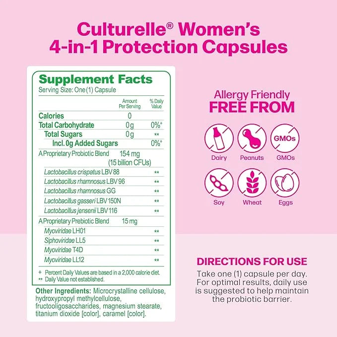 Culturelle 4-in-1 Probiotics for Women, Daily 30 Count