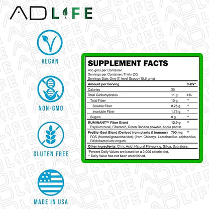 Project AD Fiber+ Vegan Fiber Supplement 16.4 oz)
