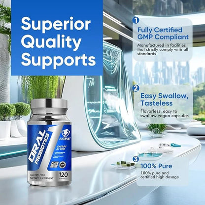 120 Capsules Oral Probiotics, Enhanced Super Digestive Enzymes & Probiotics-Oral Gut Dual Support-8 Strains 22 Billion CFU...