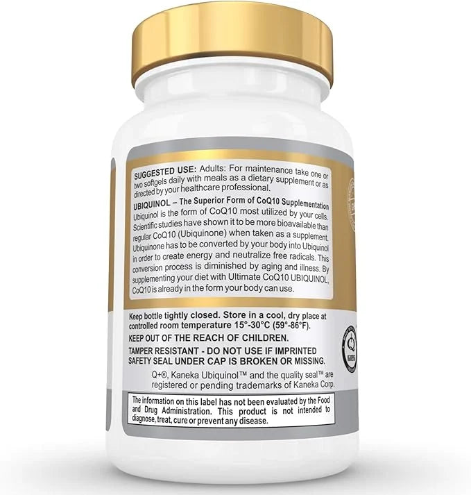 Ultimate CoQ10 UBIQUINOL 100mg - Over 4X More Effective: Maximum Absorption & Potency - Non-GMO/Soy Free - Kaneka Ubiquino...