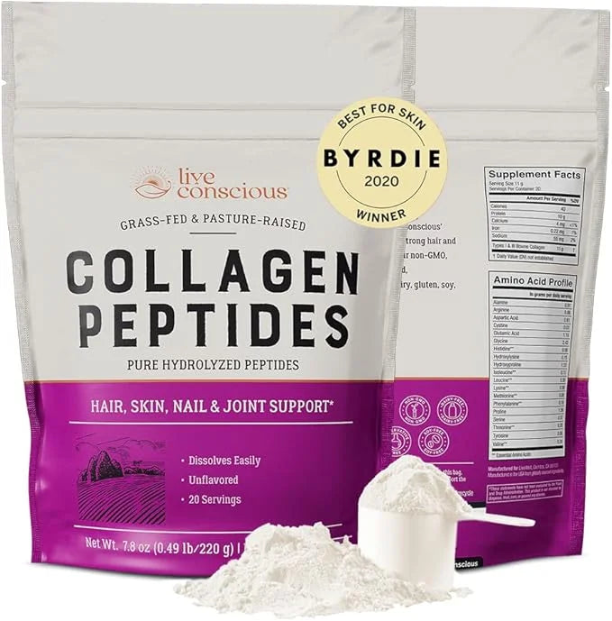 Live Conscious Collagen Powder Hydrolyzed Collagen 20 Servings, 7.8 oz