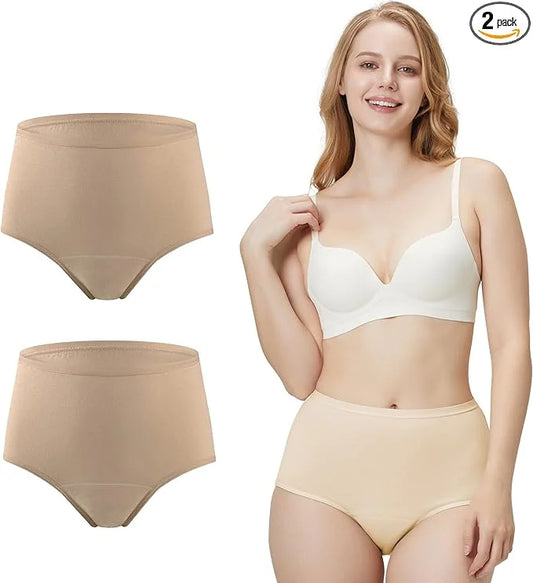 BATTEWA Washable Incontinence Underwear for Women, 50ml Bladder (2Beige,X-Large)