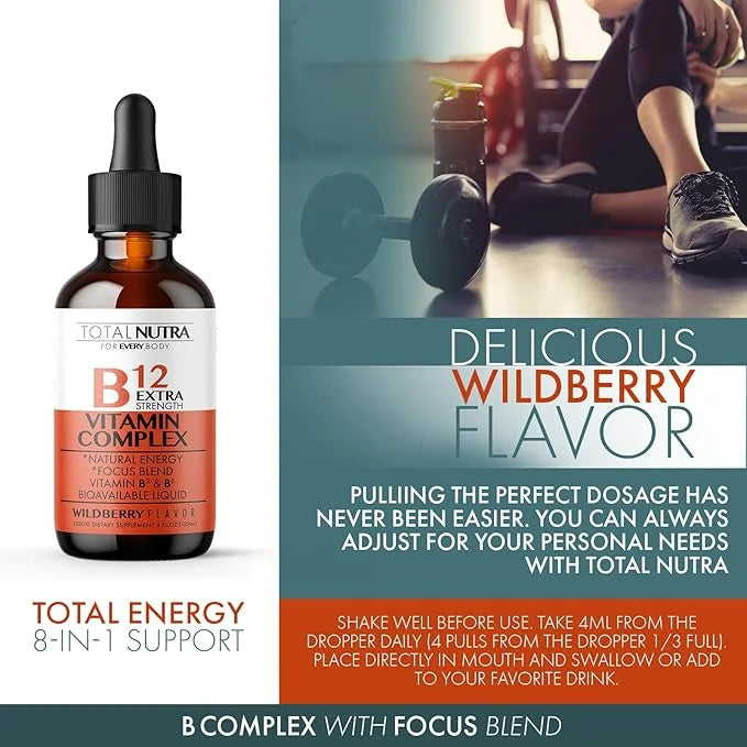 Extra Strength B Vitamin Drops- B B12, B6, B6, B3- B3- Vegan 2pk