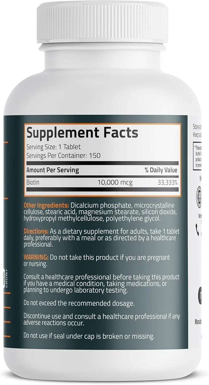 Bronson Biotin 10,000 MCG Supports Healthy 150 Vegetarian