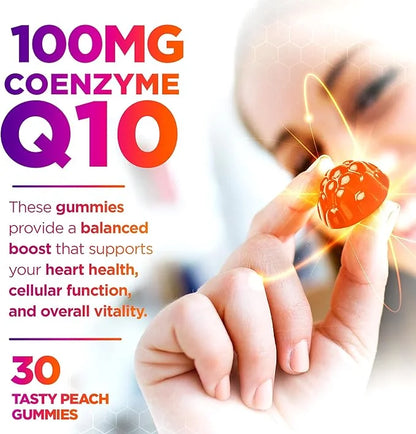 CoQ10 100mg Gummies, High Absorption Coenzyme Q10 Gummy, 30 Pectin