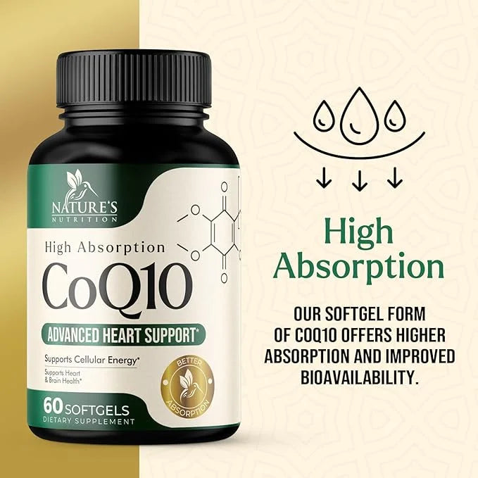 CoQ10 100mg Softgels Q10 Vitamins, Q10 Supplement 60 Softgels