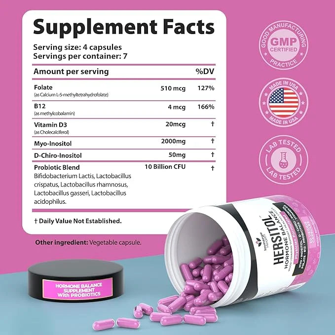 Hormone Balance for Women, PCOS, Ovarian Support, Fertility, Menstrual Cycle | Myo-Inositol & D-Chiro Inositol Supplement ...