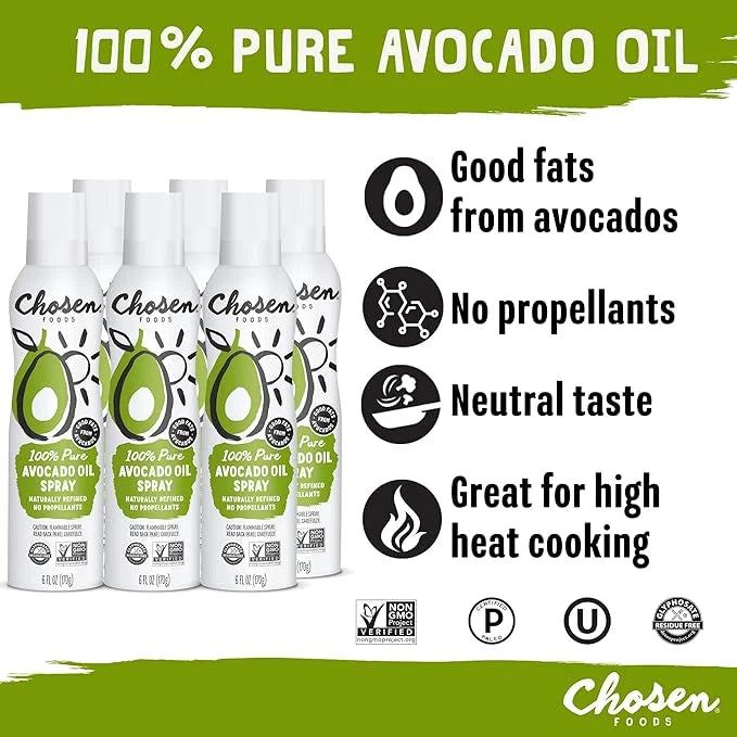 Chosen Foods 100% Pure Avocado Oil Spray, Keto and Paleo Diet Friendly, Kosher Cooking Spray for Baking, High-Heat Cooking...
