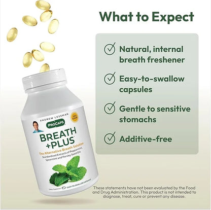 ANDREW LESSMAN Breath Plus 720 Softgels - Natural Breath Freshener, Helps Eliminate Odors from Food, Smoking, Morning Brea...