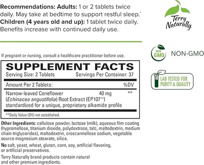Terry Naturally AnxioCalm - 75 Tablets - Fast-Acting, Non-Drowsy, Non-Addictive Formula - Safe for Adults & Children 4+ Ye...