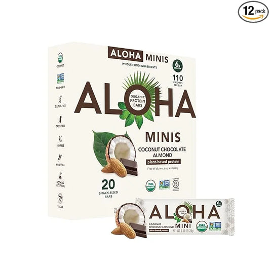 ALOHA Organic Plant Based Protein Bar MINIS |Coconut Chocolate Almond | 20 Count, 24g Bars | Vegan, Low Sugar, Gluten Free...