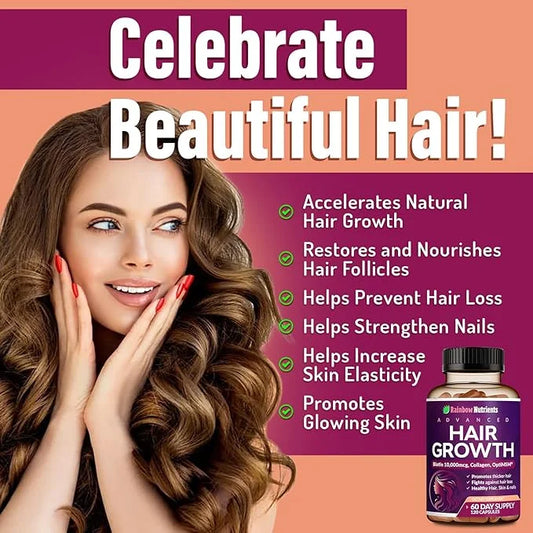 Hair Growth Vitamins for Women | Biotin 10,000mcg, Collagen, Patented OptiMSM®, goMCT®, Saw Palmetto | Naturally Regrow St...