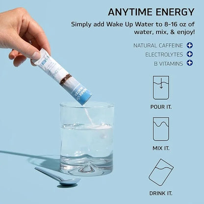 Wake Up Water - Energy + Hydration Sugar Free 15 Pack, Coconut Flavor - Energy Drink Powder, Electrolytes Powder Drink, Na...