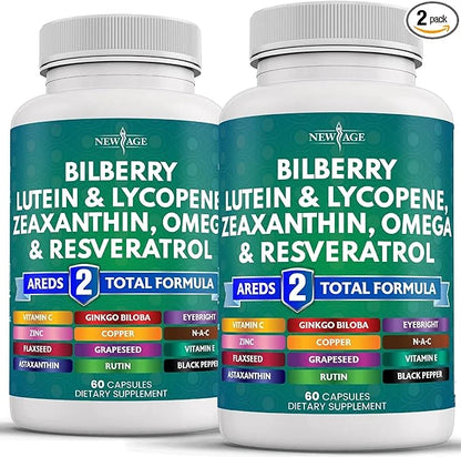 NEW AGE Eye Health Vitamins 6000mg Lutein 40mg Lycopene 40mg Resveratrol 3000mg Grape 6000mg Astaxanthin -120 Count