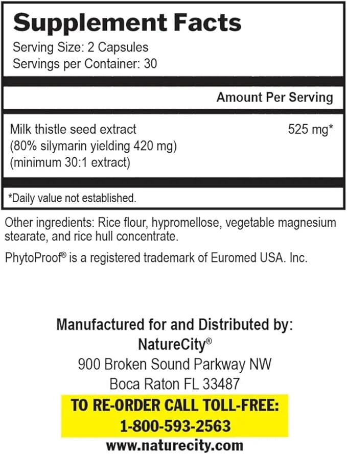 TrueMilkThistle | Milk Thistle Liver Supplement 525mg Milk (80% silymarin) 420mg of (60 Veggie