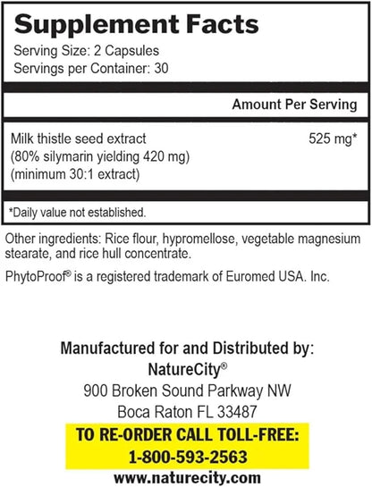 TrueMilkThistle | Milk Thistle Liver Supplement 525mg Milk (80% silymarin) 420mg of (60 Veggie