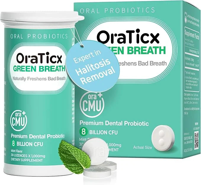 Oral Probiotics Green Breath, Freshen Bad Breath, Dental Probiotic Supplement for Oral Health, 8 Billion CFU, Mint Flavor ...