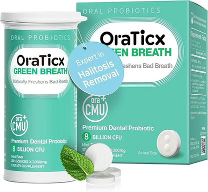Oral Probiotics Green Breath, Freshen Bad Breath, Dental Probiotic Supplement for Oral Health, 8 Billion CFU, Mint Flavor ...