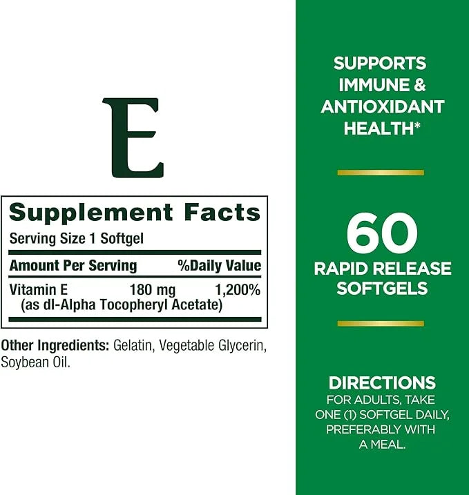 Nature's Bounty Vitamin E Pills and 400iu, Multi, 180 mg, 120 Count 1)