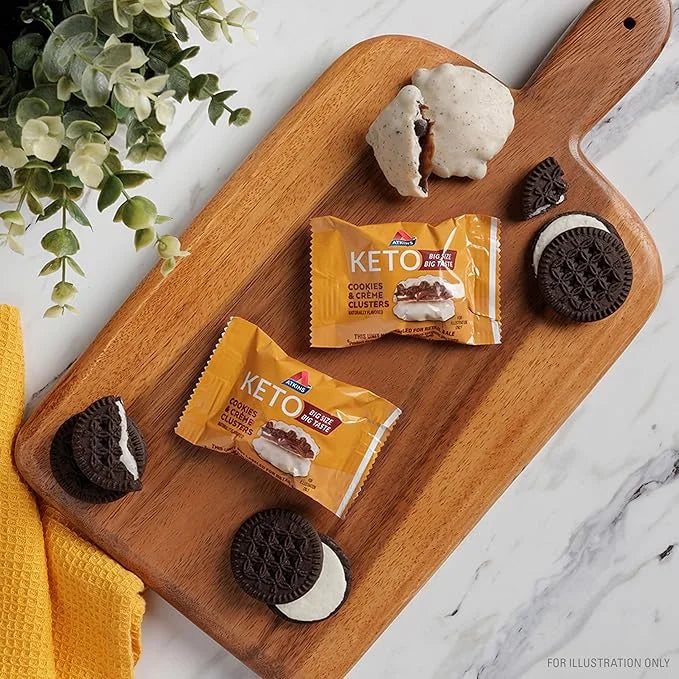 Atkins Keto Cookies & Crème Clusters, Gluten Free, High Fiber, Low Carb, Keto Friendly, 8 Count - Product Image