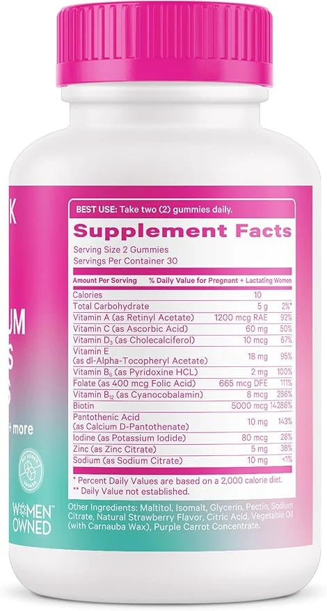 Pink Stork Postpartum Hair Loss Gummies B6 & B12 for 60 Gummy