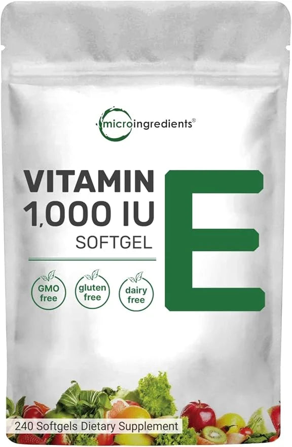 Micro Ingredients Vitamin E 1000 IU, 240 Softgels | Pure Vitamin E Oil Pills | Antioxidant Supplements for Skin, Face, & I...