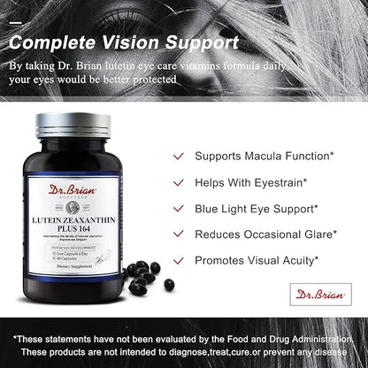 Dr. Brian Eye Vitamins Lutein & 16mg Zeaxanthin 4mg Astaxanthin 5mg Vitamin 2333iu Vitamin 9iu for