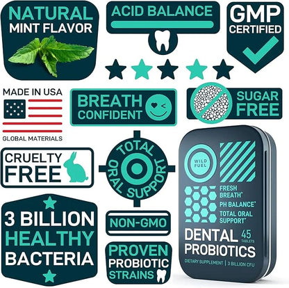 Oral Probiotics for Teeth, Bad Breath, 3bn CFU K12 Lactobacillus 90 Fresh