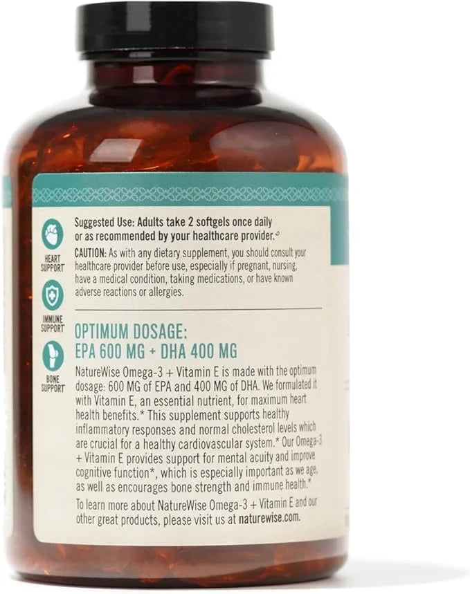 NatureWise Extra-Strength Omega 3 Fish Oil Supplement 1000mg per 600 EPA 400 DHA 180 Softgels[3-Month Softgels[3-Month Sup...