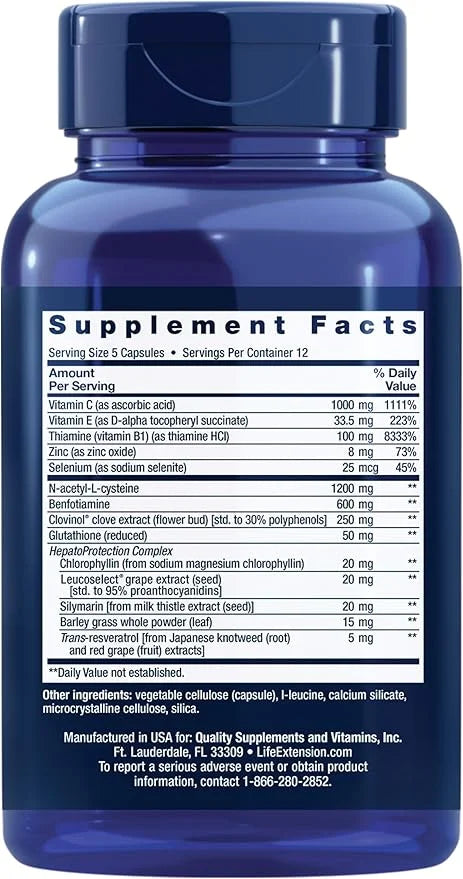 Life Extension Anti-Alcohol Complex, Vitamin C, zinc, Grape Seed, Milk Thistle, Clove Extract, Supports Healthy Alcohol Me...