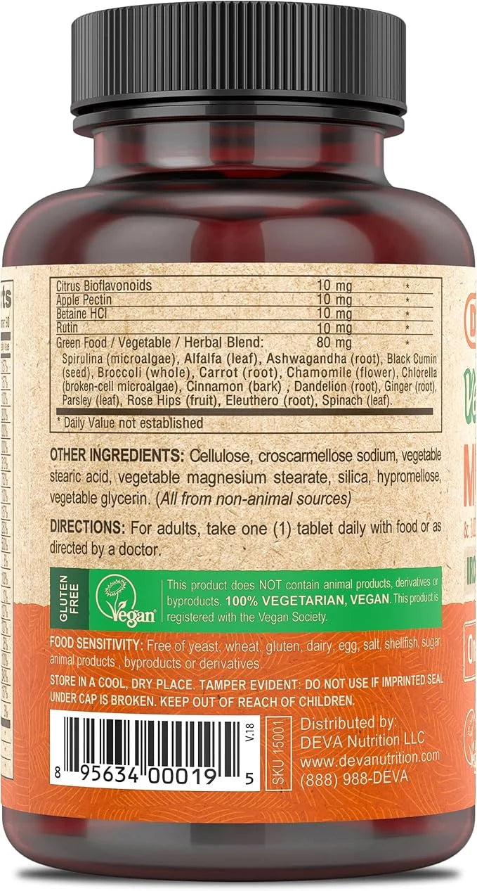 DEVA Vegan Multivitamin & Mineral Supplement Iron-Free 100% Vegan 90 Count 1)