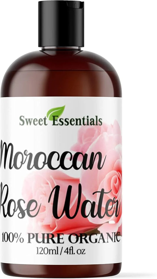 Premium Organic Moroccan Rose Water - 4oz - Imported from Morocco - 100% Pure (Food Grade) No Oils or Alcohol - Rich in Vi...