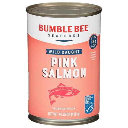 Bumble Bee Canned Pink Salmon, 14.75 oz Can - Premium Wild Caught Salmon with Skin & Bones - 18g Protein per Serving - MSC...