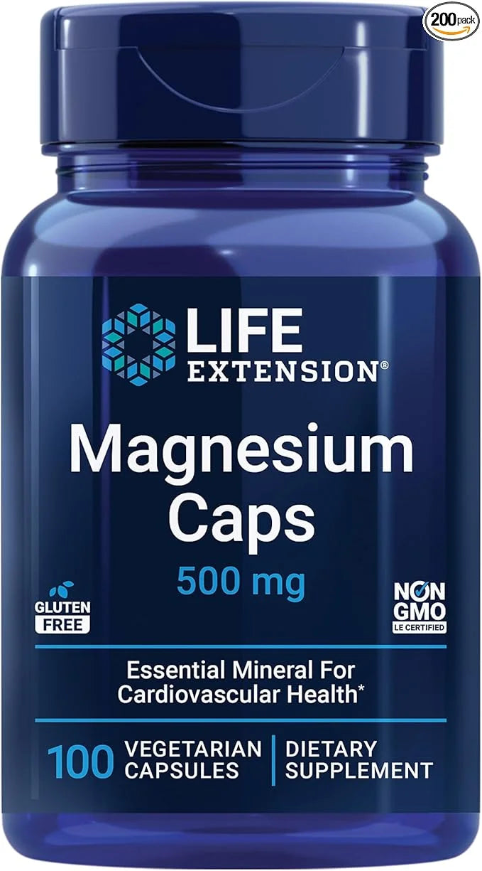 Life Extension L-Glutamine 500mg and Magnesium 500mg Capsules 200 Vegetarian