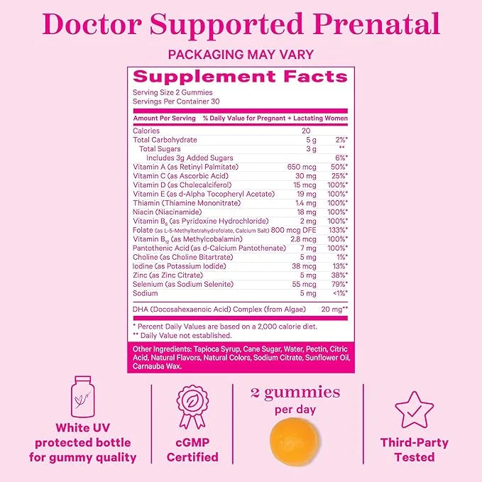 Pink Stork Premium Prenatal Gummy Vitamins 60 Vegan
