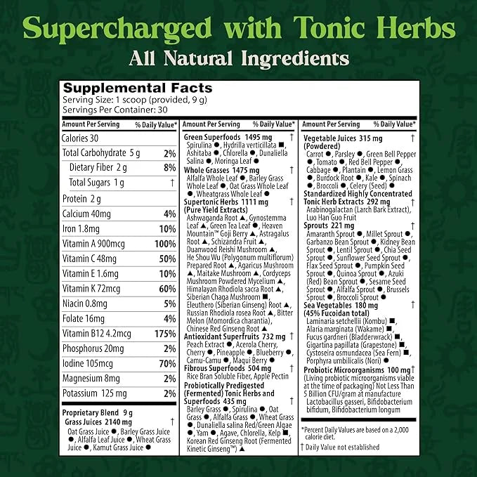 Dragon Herbs Tonic Alchemy Greens Superfood Powder 91 Ingredients