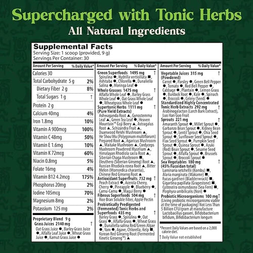 Dragon Herbs Tonic Alchemy Greens Superfood Powder 91 Ingredients