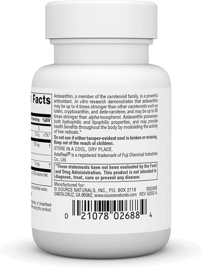 Source Naturals Astaxanthin, Antioxidant Carotenoid, 12mg 30 Softgels