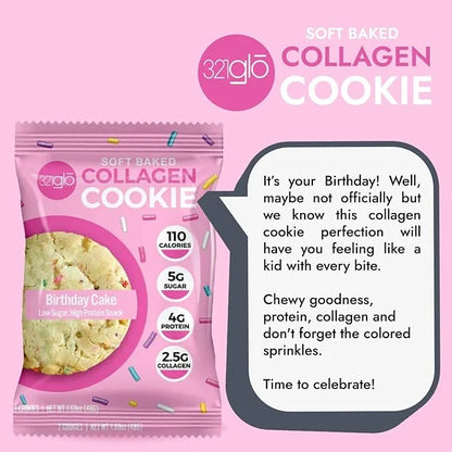 321glo Collagen Cookies | Soft Baked, High Protein Cookies | Low Carb, Low Sugar | Keto Snack for Women, Men, & Kids | 12 ...