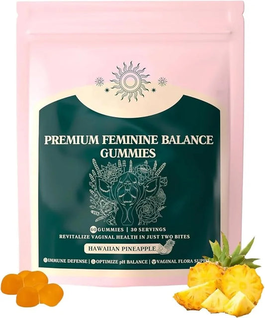 Premium Feminine Balance Gummies for Women’s Health & Wellness, Immune Support - Vegan, Gluten-Free & Halal - Hawaiian Pin...