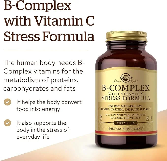 Solgar B-Complex with Vitamin C Stress 250 Tablets 125 Servings