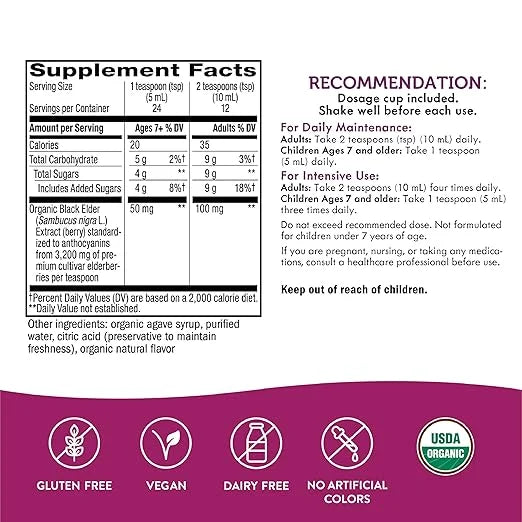 Nature's Way USDA Organic Sambucus Elderberry 4 Ounce
