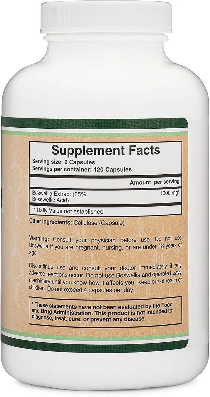 Boswellia Serrata - 240 Capsules (Max Strength 1,000mg of 65% Boswellic Acid Extract) Boswellia Extract Capsules (Joint Su...