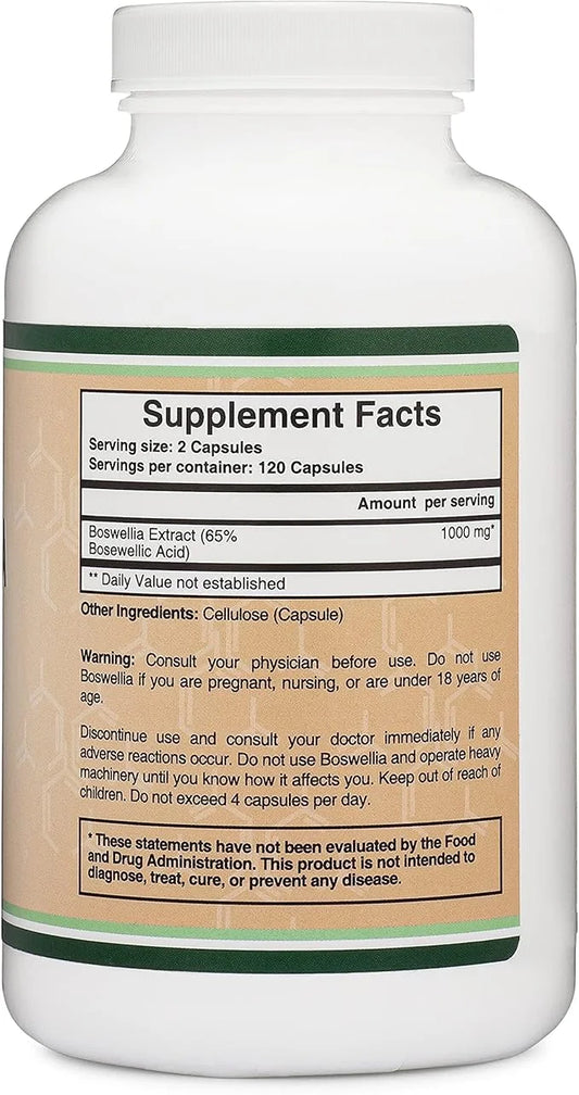 Boswellia Serrata - 240 Capsules (Max Strength 1,000mg of 65% Boswellic Acid Extract) Boswellia Extract Capsules (Joint Su...