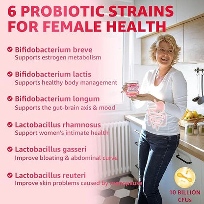 Sugar Free Menopause Supplement Filled Gummies for Women, Menopause Probiotics Hormone Balance Gummies with Ashwagandha, D...